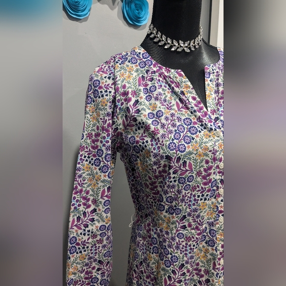Talbots Ditsy Voile Midi Shirt Dress - Picture 3 of 4